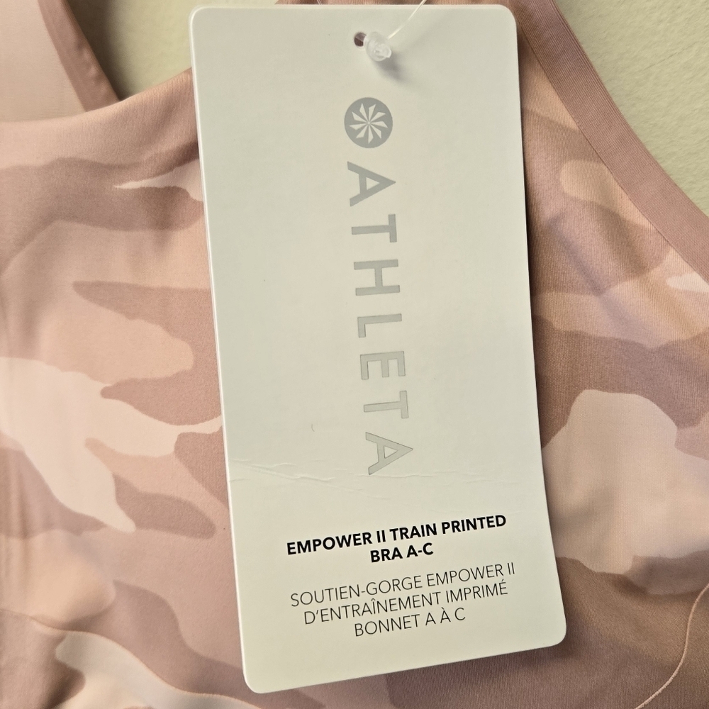 Athleta Empower II Train Printed Bra A-C Pink Camo M - Picture 6 of 9